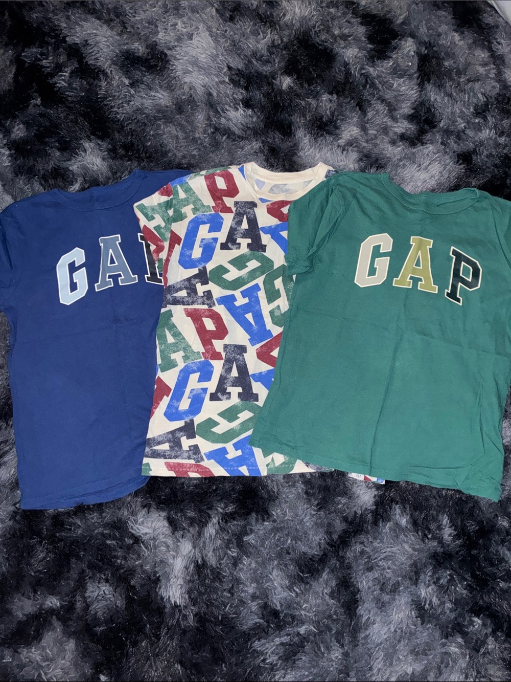 GAP Kids Short Sleeve Tees - Blue, Green & Multi Print patchwork lot of 3 XL
